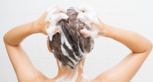 Woman washing her hair