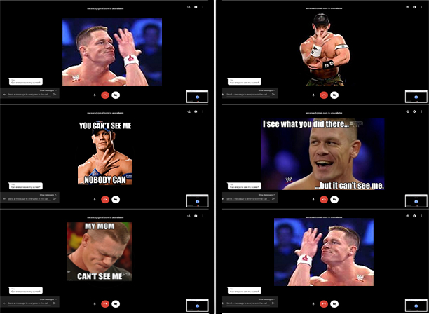 work from home: john cena u can't see me style