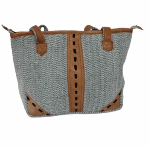 Cotton/Leather Mix Hand Bag For Women